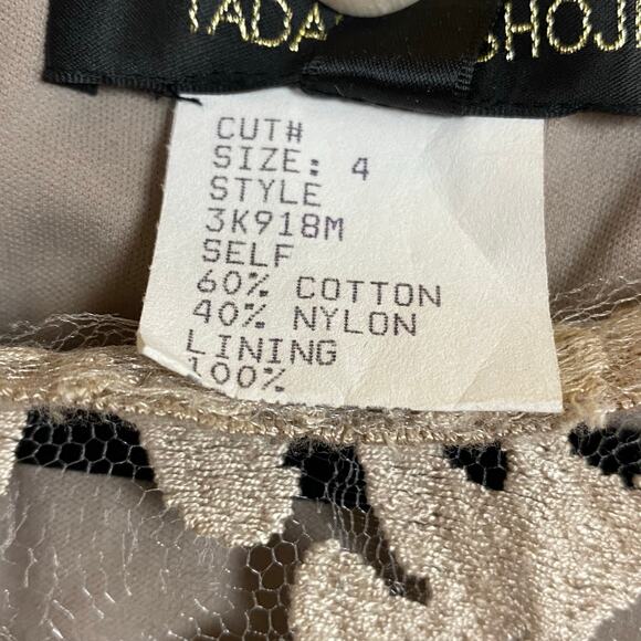 Tadashi Shoji Women's Lace Overlay Blouson Cocktail Dress Taupe Sand Size 4 - Picture 7 of 12